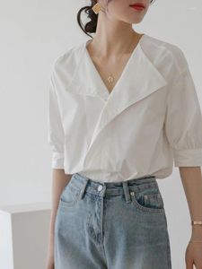 Women's Blouses Casual Shirts Loose Western Style Chiffon Office Lady Temperament Chic Point White Shirt Korean Fashion Woman 2024