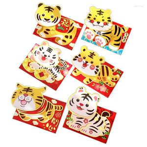 Presentförpackning -36 st röda kuvert 2024 kinesiska år pengar fickor paket år för tiger