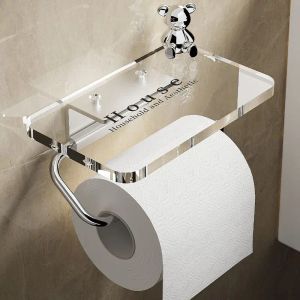 Holders Bathroom Accessories Transparent Toilet Storage Paper Roll Holder Perforated Wall Mounted Acrylic Tissue Holder Drawer With Doll