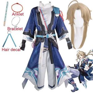 Anime kostiumy Jacquard Fabric Anime Honkai Star Rail Yanqing Cosplay Caster Karneval Yanqing Game Suit Yan Qing Outfits Comic Y240422