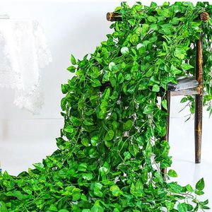 Decorative Flowers 12pcs Artificial Plants Green Ivy Fake Leaves Garland Plant Wall Hanging Vine For Bathroom Bookshelf Windowsill