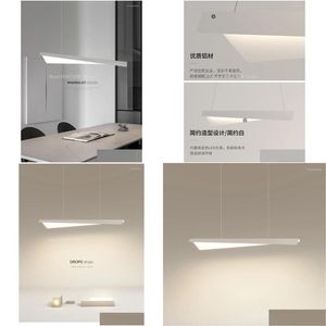 Ljuskronor White Minimalist Modern LED Chandelier Nordic matsal Kök Island Long Pendant Lamp Bar Office Hanging Light Drop D DHE3W