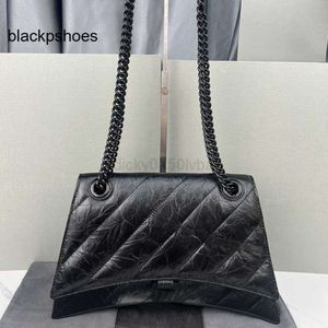 Borka Balencig le cagole jako designerska torebka damska torba na ramię w torbie na ramię 100% zmiażdżona cielę wysokiej jakości Lady Crossbody Black Silver z Bo