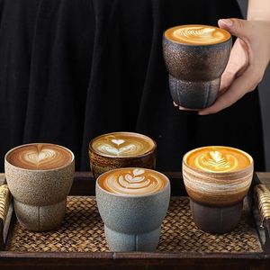Кофейные горшки японская грубая глиняная постепенная чашка эспрессо -чашка ретро керамический чай -владелец Образец офисного домохозяйства вода