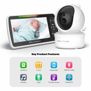 Monitors Baby Monitor 2023 Yeni 5inch Lullabilis Video Walkie Tallie Vox Modu Dadı Kamera ve Ses Uzaktan SM650