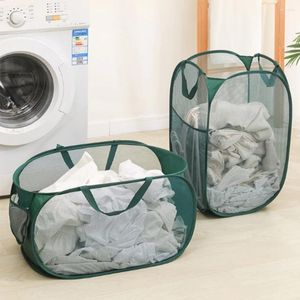 Borse per lavanderia 1 pezzo -Up cestino con laterale tasca pieghevole Mesh sporco vestito per bagno per bambini