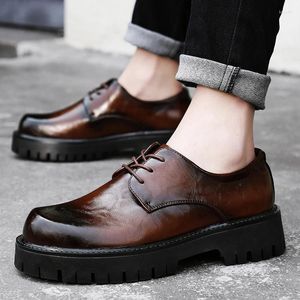 Scarpe casual Black Business Lace Up Men Oxford Comfort Platform Altezza del matrimonio Fashi