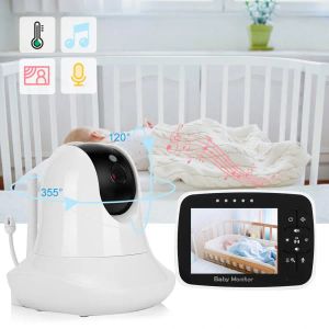 Monitorer 3,5 tum PTZ Zoom Baby Monitor 2way Intercom Temperaturdetektering Night Vision Lullaby Camera EU Plug 100240V