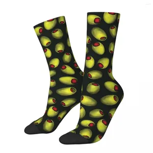 Men's Socks Vintage Green Olives Fruits Food Unisex Harajuku Seamless Printed Crazy Crew Sock Gift