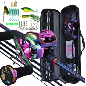 Accessories Sougayilang Fishing Rod and Reel Set Carbon Casting Rod Baitcasting Reel with Fishing Line Carrier Bag Fishing Lures Full Kits