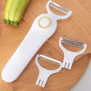 Descascadores descascador elétrico descascador de mão USB frutas recarregáveis ​​Peeler com 3 cabeças de cortador Ferramenta de cozinha em casa