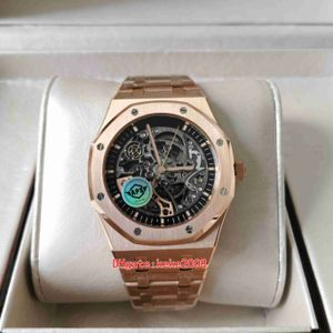 APS Super Quality Mens Watch CAL.3132 Movement 41mm 15407 Skeleton Stainless Rose Gold Transparent Mechanical Automatic man Watches Wristwatches