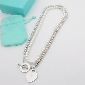 Moda squisita lettera braccialetto cuore amore collana in argento sterling collane amore collana diamante maglione catena rete collana pendente caldo