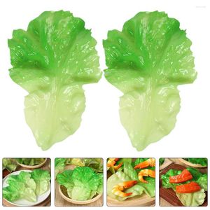 Dekorativa blommor 3 st köksdekor Vegetabiliska blad Prop Ornament Fake Food Life Sallad Prorning PVC Artificial Leaves