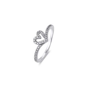 Anéis cintilantes Wishbone Heart Ring Genuine 925 Sterling Silver Rings for Women Engagement Declaração de Jóias de Jóias Anilos