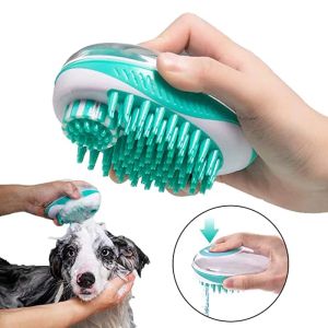 Grooming per cagnolini da bagno per gatto da gatto da gatto 2in1 massaggio per animali domestici pettinatura a silicone peluria per pet per cuccioli di pulizia del cane cmane.