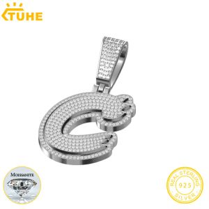 Collane Fine nuove lettere di moissanite 925 Silver Pendant Moissanite Classic Letters Pendant Punk Hiphop/Rock For Men Hip Hop Jewelry