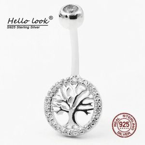 Schmuck Hellolook 925 Sterling Silber Wishing Tree Bauch Button Ring Lucky Tree Navel Piercings für Frauen Körper Piercing Schmuck