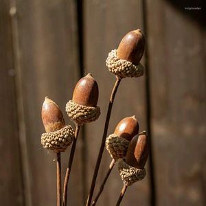 Decorative Flowers 5PCS Mini Acorn Branch Flower Christmas Artificial For DIY Holiday Decoration Crafting Home House Kitchen Decor