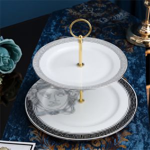 Designer Snack Plate Commercial Luxury Double-Layer Plates Fruit Cake Plate Home Creative Afternoon Tea Multi-Layer Dessert Table