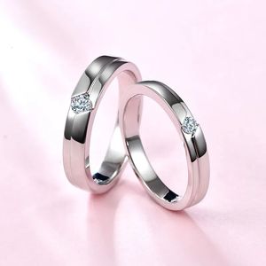 Para pierścionków ślubnych 925 Srebrny Rhodium Test diamentowy przeszłość D Pierścionek zaręczynowy dla mężczyzn Women 240401