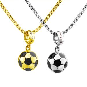 Necklaces Fashion Football Personalized Name Necklace Engraved Pendant Loop Charm Letter Customize Man Jewelry Soccer Player Souvenir Gift