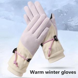 Radsporthandschuhe 1 Paar Frauen Winter warmer Touchscreen SMS Finger Fleece ausgekleidet thermisch verdicken Schnee für den Außenbereich