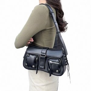 حقائب اليد للنساء المصممة الفاخرة تتجاوز جيوب متعددة أكياس الكتف الإبطية بوريس ليدات مينجر حقيبة سوداء U7HF#