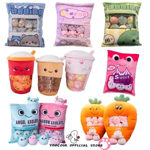 Bambole Una borsa di snack da 8 pezzi budino peluche morbido peluche pinguino coniglio di coniglio berso orso abbraccio peluche cuscino creativo cuscino da cartone animato regalo