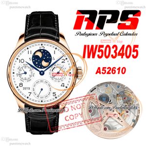 W503405 Perpetual Calendar A52610 Automatic Mens Watch APSF Rose Gold White Dial Black Leather Strap Super Edition Reloj Hombre Puretimewatch Montre Hommes PTIW