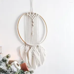 Dekorative Figuren Bohemian handgewebter Makrame Wandteppich Spitze Traumfänger Mandala Anhänger Wand Hanging Ornament Home