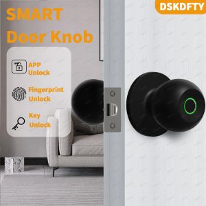 Control Fingerprint Door Lock For Bedroom Smart Lock Biometric Door Knob Lock with App Control for Bedrooms Cloakroom Apartments Offices