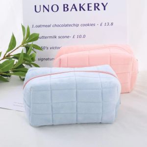 Bolsas 1pc Pink/Branco/Blue Pillow Design Cosmético Bolsa Lápis Caso Pen Bolsa Largecapacidade Estudante Armazenamento Lápis de Lápis