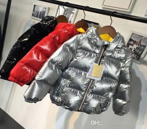 New Winter Baby Girls Boys coat Top Quality Sliver stripe Down Jackets Children Warm Thickening Down Jackets silver color8554471