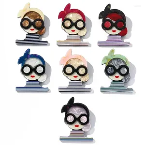 Brooches 2024 Acrylic Acid Cartoon Sunglasses Character Brooch Fashion Cute Clothing Accessories Available In Multiple Colors