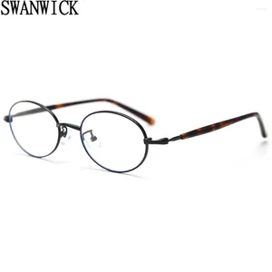 Sonnenbrille Frames Swanwick Männer Ovale Brille für Frauen Retro Metall Dünne Rahmen Brillen Accessoires Schwarz Leopard Korean Style Männliches Geschenk