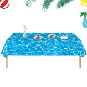 Table Cloth Blue Sea Ocean Theme Tablecloth 137x274cm Wave Happy Birthday Party Decor For Summer