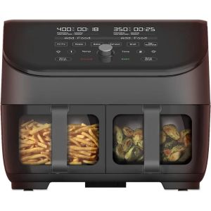 Fryers 8Quart Dual Basket Air Fryer Oven, dai produttori 2 cestini di frittura indipendenti, finestre in chiaro, cestini per lavaschetti