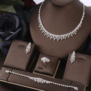Set Janekelly Famous Brand Turquoise Luxury African Jewelry Set for Women Wedding Party Zircon Crystal Dubai Bridal Jewelry Set Gi
