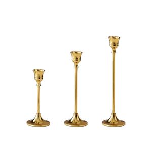 3PC Candlestick Holders Zestaw Mosiężne złoto Gold Candlestick Zestaw świece