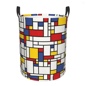 Çamaşır çantaları piet mondrian soyut sanat kırmızı mavi sarı dikdörtgenler büyük kıyafetler depolama sepeti geometrik modern oyuncak kutusu