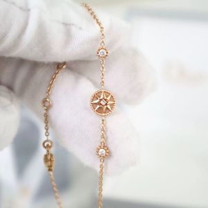 Pulseira de bússola de luxo com alta versão de alta joia estrela octeto brcaelet com ambos os lados projetados de 18k Bracelete de ouro Chian Diamond for Women Gilr Jewelry Gift