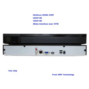 Lens Clear stock 32 Channel 4K NVR 2sata Hi3536C chip for 8mp ip camera, Ultra h.265 Onvif UNV OEM APP:Guard Viewer