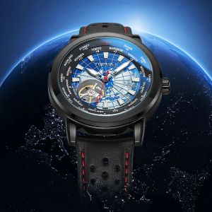 Orologi di orologi per orologi automatici di lussuoso World Time orologi da polso meccanici Tophill 41mm Skeleton Orologi luminosi orologi impermeabili 2023