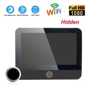 Kontroluj Nowe WiFi Smart Door Bell Eye 1080p FHD Camera Camera Audio 4.3 'Screen PIR Ogłoszenie podczerwieni Digital Viewer