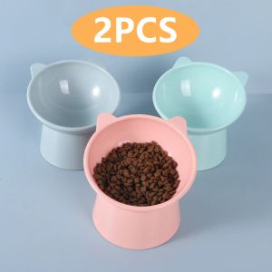 Supplies 2PCS Cat Bowl High Foot Dog Bowl Neck Protector Cat Pet Food Water Bowl Antioverturning Binaural Pet Feeding Cup Pet Feeder Bowl