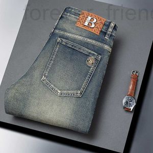 Men's Jeans designer 2023 Autumn/Winter New European Fashion Brand for Korean Edition Slim Fit Small Straight Elastic Embroidered Pants 1EG4