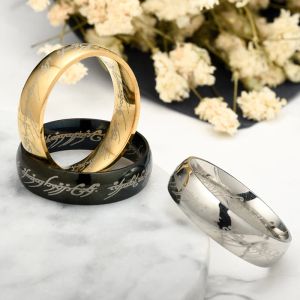 Bands Edelstahlringe für Männer Frauen Buchstabe Gold Silber Farbe One Finger Ring Legierung Vintage Valentinstag präsentieren Schmuckdekoration