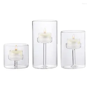 Mum Tutucular Cam Tealight Pillar Candlestick Yemek Sehpa Düğün Etkinlikleri Partiler Ev Dekor Aksesuarları