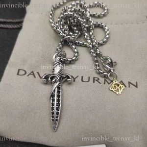 Designer Pendant Necklaces European And American Men's Jewelry David Y Necklace Waves Dagger Amulet In Silver Plating Black Diamonds Pendants 610